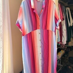 Terra & Sky Red and Purple Striped Dress